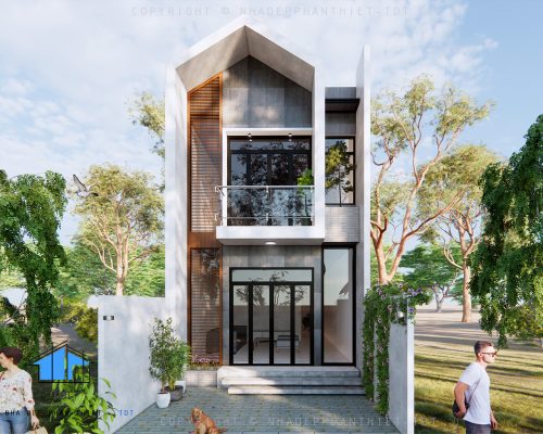 thiết kế nhà phố hiện đại 2 tầng 5x20m