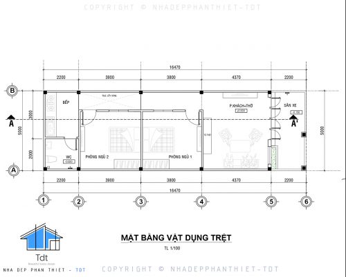 mặt bằng nhà cấp 4 5x20m tại phan thiết