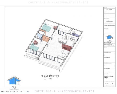 mặt bằng nhà cấp 4 10x13m