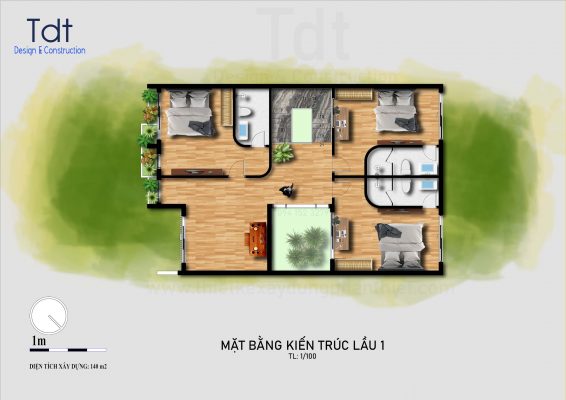 mặt bằng nhà phố 10x20m