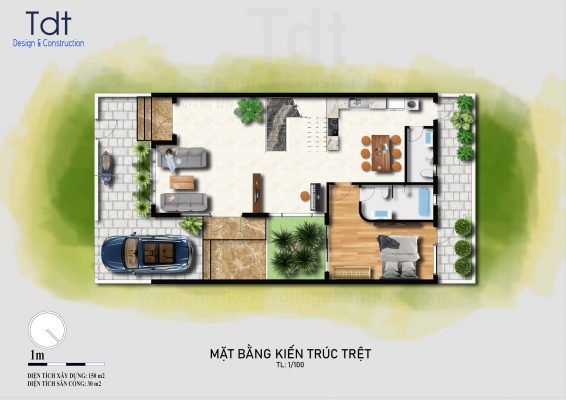 mặt bằng biệt thự 10x20m