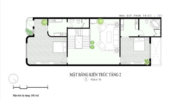 mặt bằng nhà phố 3 tầng