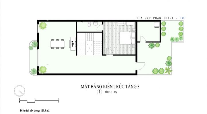 mặt bằng nhà phố 3 tầng
