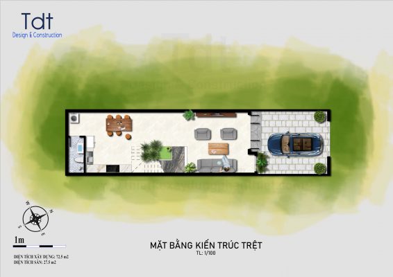 mặt bằng nhà 3 tầng 5x20