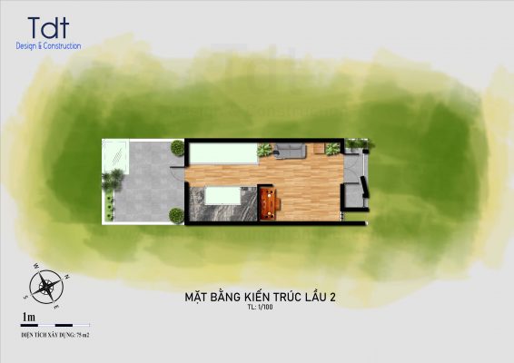 mặt bằng nhà 3 tầng 5x20
