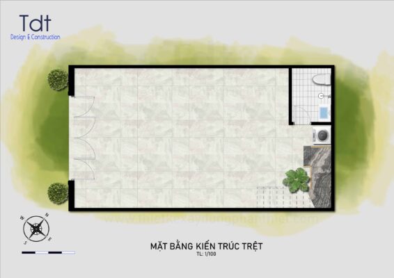 mặt bằng trệt 5*10m
