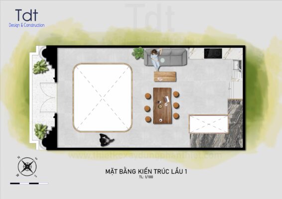 mặt bằng nhà phố 3 tầng