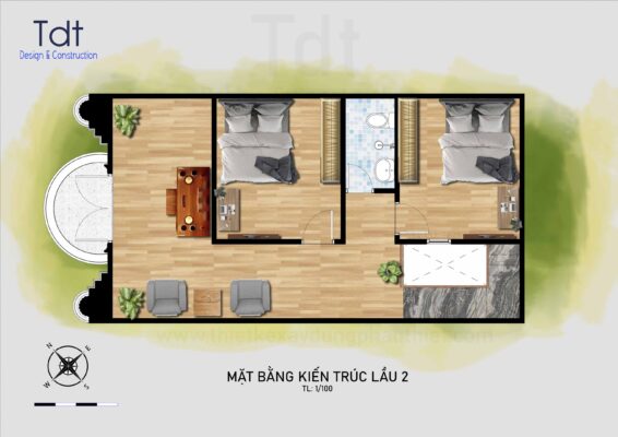 mặt bằng nhà 3 tầng 5x10